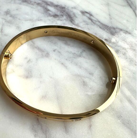 18k - 10 Zircon LUXURY Screw Design Bracelet, Bangle, Cuff, Unisex Style SC2 - Picture 3 of 5